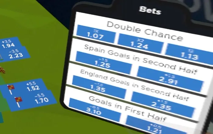 A betting panel with live markets floating beside the FootAR 3D pitch