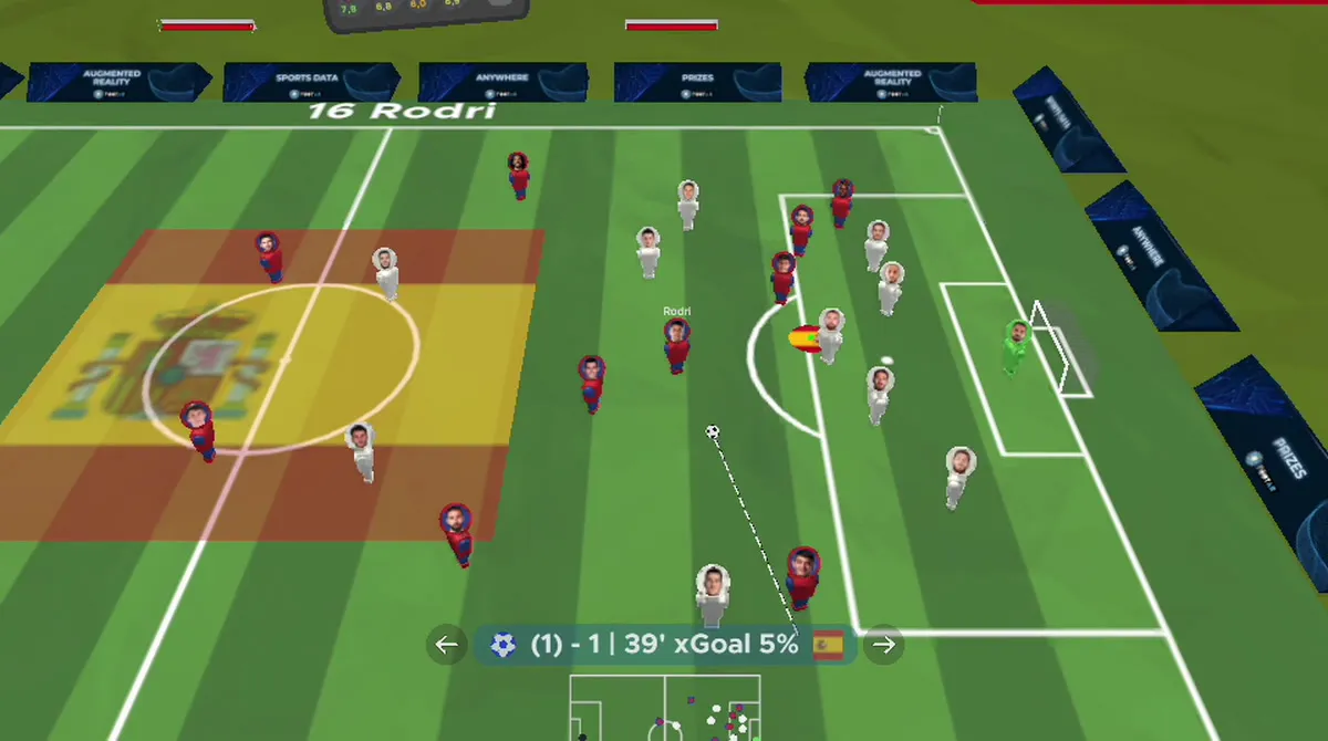 A goal drawn in FootAR 3D from match data
