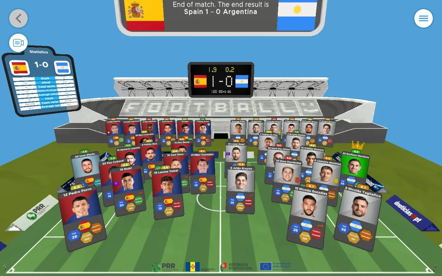 FootAR's 3D stadium in the browser