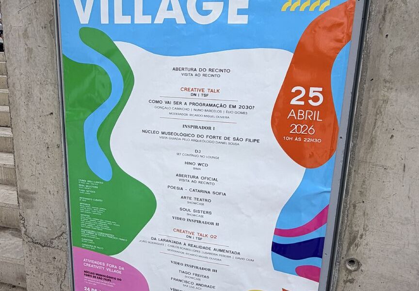 World Creativity Day 2026 poster for the Creativity Village in Funchal, listing the talk From Laranjada to Augmented Reality